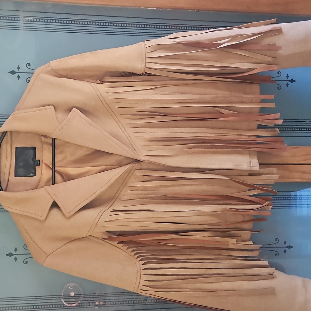 Tan Fringe Women's Jacket - Picture 3 of 3